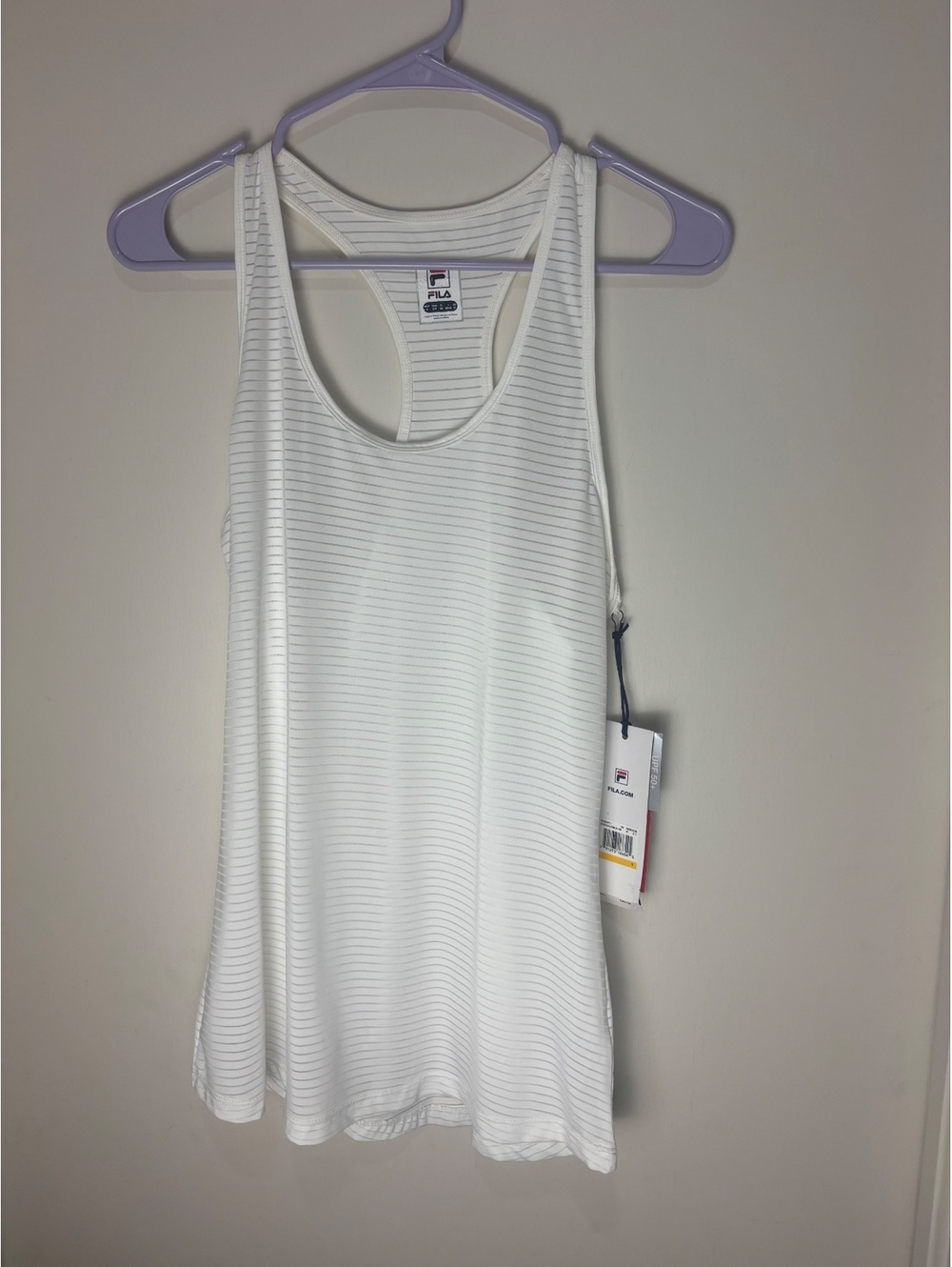 FILA Women S Essentials Racerback Tank White Stripe Tennis Activewear NWT
